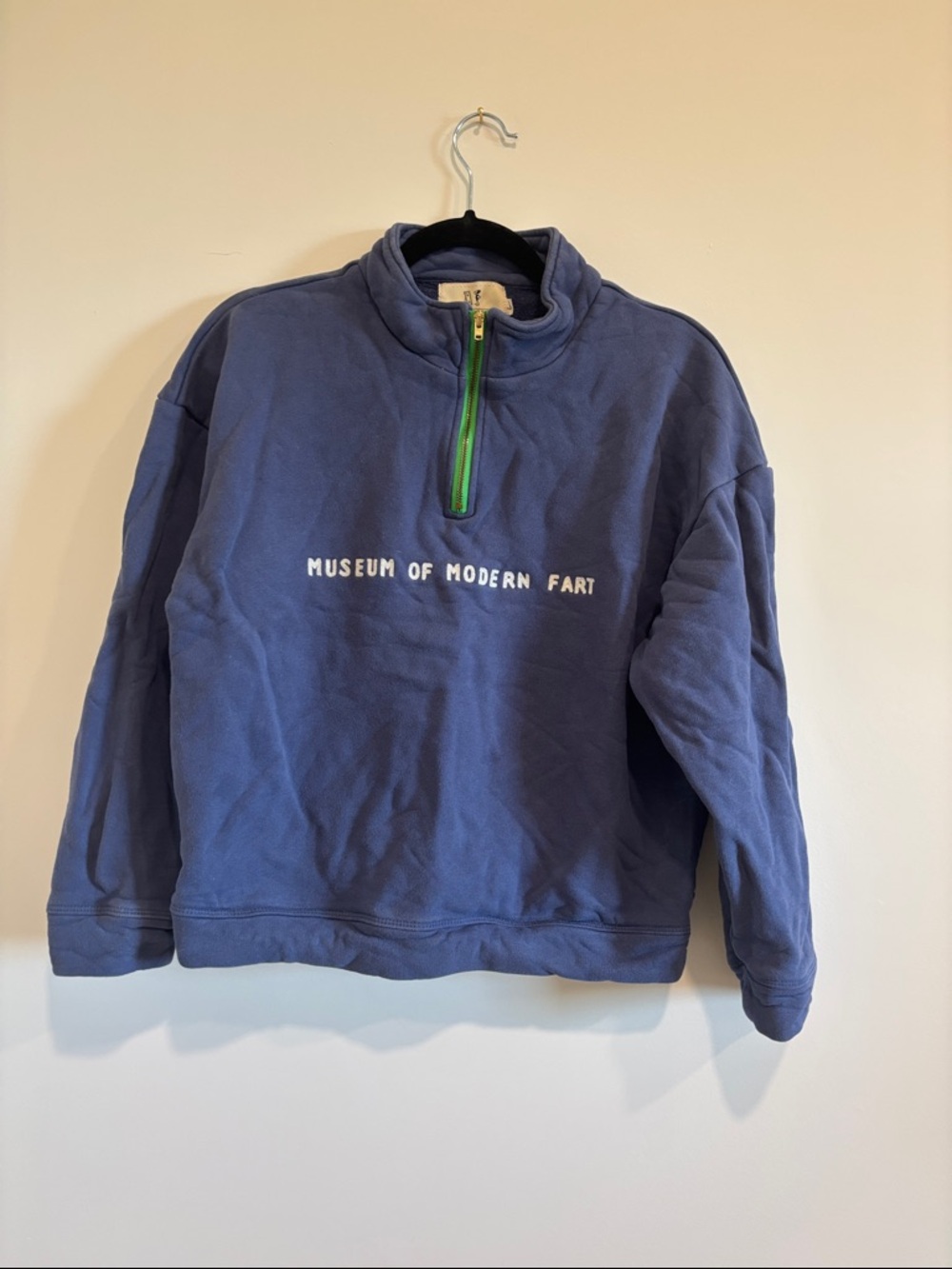 Fashion Brand Company Blue Crop Zip-Up Sweater Museum of Modern Fart